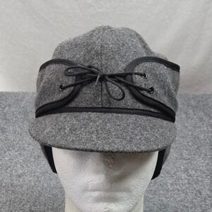 Vintage Crowncap Hunter Cap Size 6 7/8 Gray Wool Blend Ear Flap Outdoor Heritage